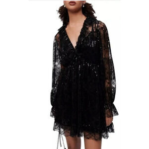 MAJE Sequin Reville Dress Black 40 Large NWT Holiday NYE Cocktail Mini